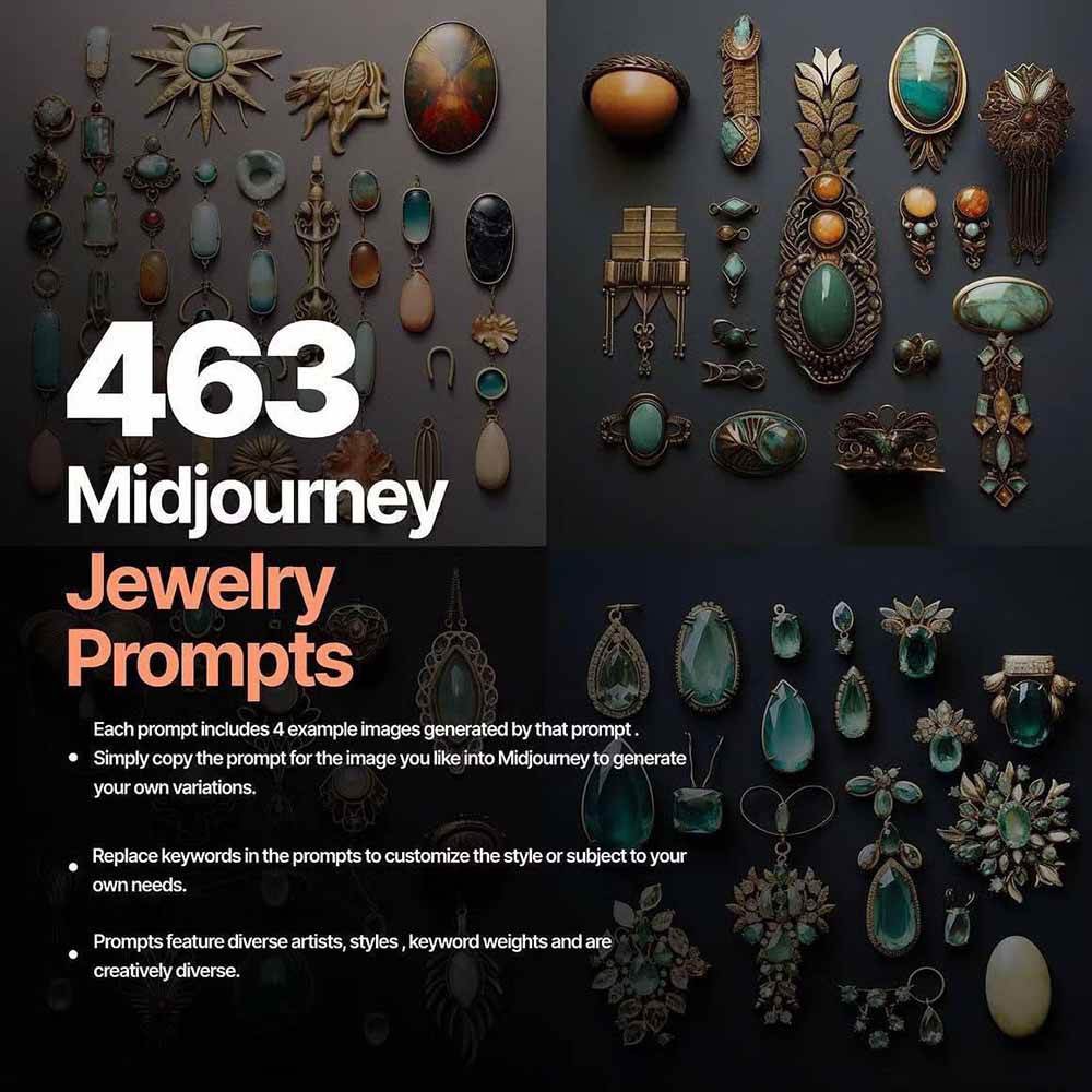 图片[2]-463个Midjourney珠宝摄影提示词：覆盖全品类珠宝，AI设计秒出专业效果-靠谱项目库