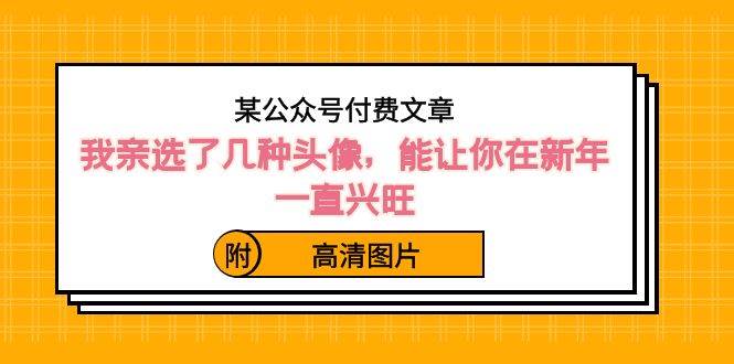某公众号付费文章：我亲选了几种头像，能让你在新年一直兴旺（附高清图片）-靠谱项目库