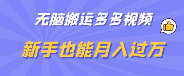 无脑搬运多多视频，新手也能月入过万【揭秘】-靠谱项目库