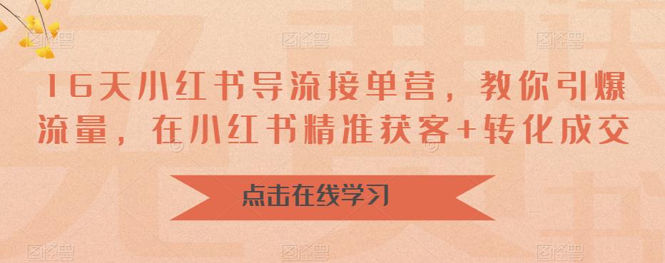 16天小红书导流接单营，教你引爆流量，在小红书精准获客+转化成交-靠谱项目库