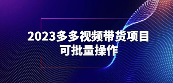 2023多多视频带货项目，可批量操作【保姆级教学】【揭秘】-靠谱项目库