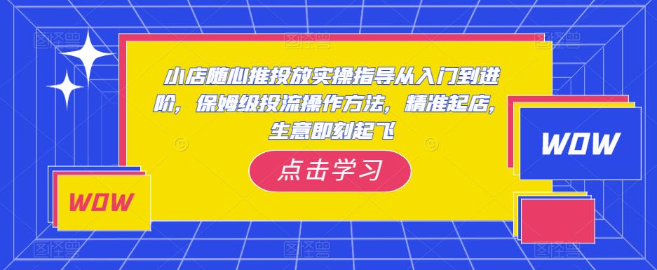 小店随心推投放实操指导从入门到进阶，保姆级投流操作方法，精准起店，生意即刻起飞-靠谱项目库
