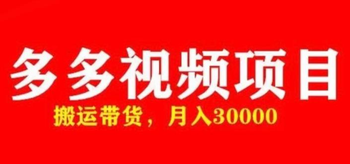 多多带货视频快速50爆款拿带货资格，搬运带货，月入30000【全套脚本+详细玩法】-靠谱项目库