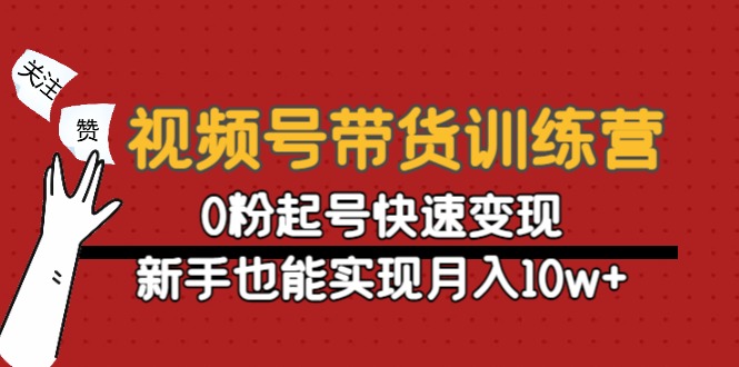 视频号带货训练营：0粉起号快速变现，新手也能实现月入10w+-靠谱项目库