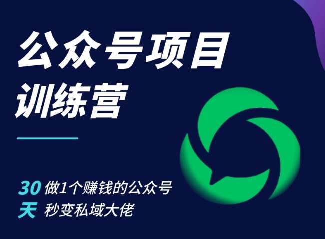 公众号项目训练营，30天做1个赚钱的公众号，秒变私域大佬-靠谱项目库