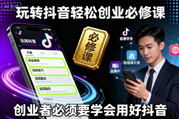 玩转抖音轻松创业必修课，创业者必须要学会用好抖音-靠谱项目库