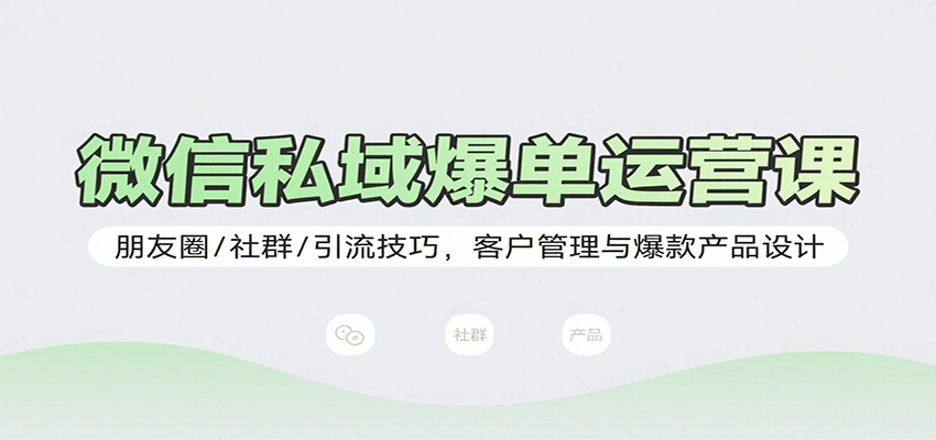 微信私域爆单运营课：朋友圈/社群/引流技巧，客户管理与爆款产品设计-靠谱项目库
