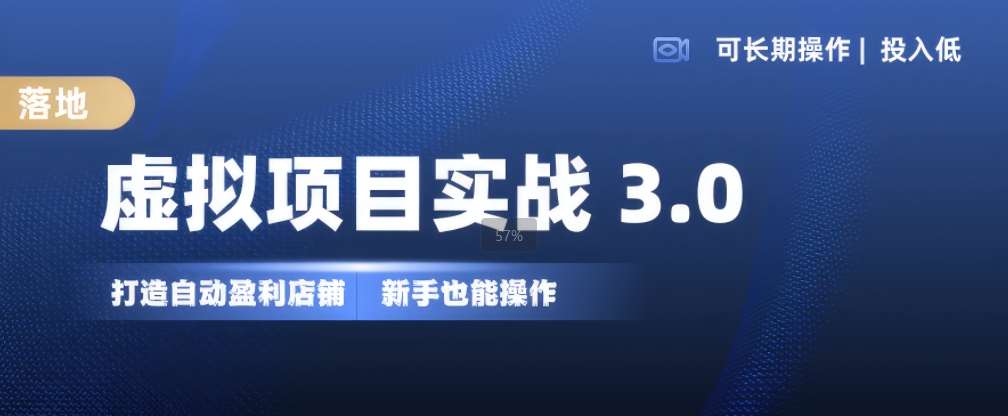 虚拟项目实战3.0，打造自动盈利店铺，可长期操作投入低，新手也能操作-靠谱项目库