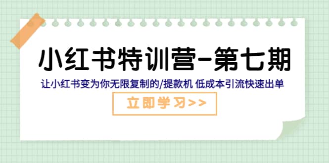 小红书特训营-第七期 让小红书变为你无限复制的/提款机 低成本引流快速出单-靠谱项目库