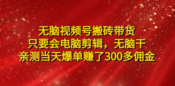无脑视频号搬砖带货，只要会电脑剪辑，无脑干-靠谱项目库