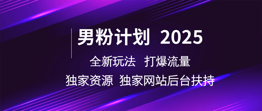 男粉计划2025全新玩法打爆流量 独家资源 独家网站 后台扶持-靠谱项目库