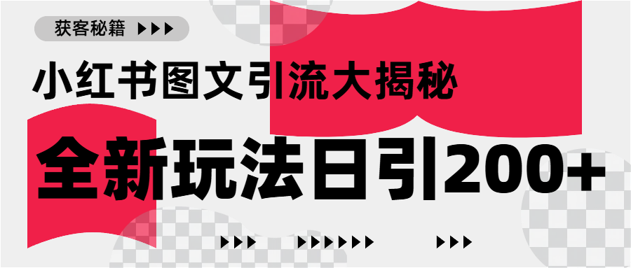 小红书图文引流，只需一张图片即可撬动百万流量，日引200+创业粉-靠谱项目库