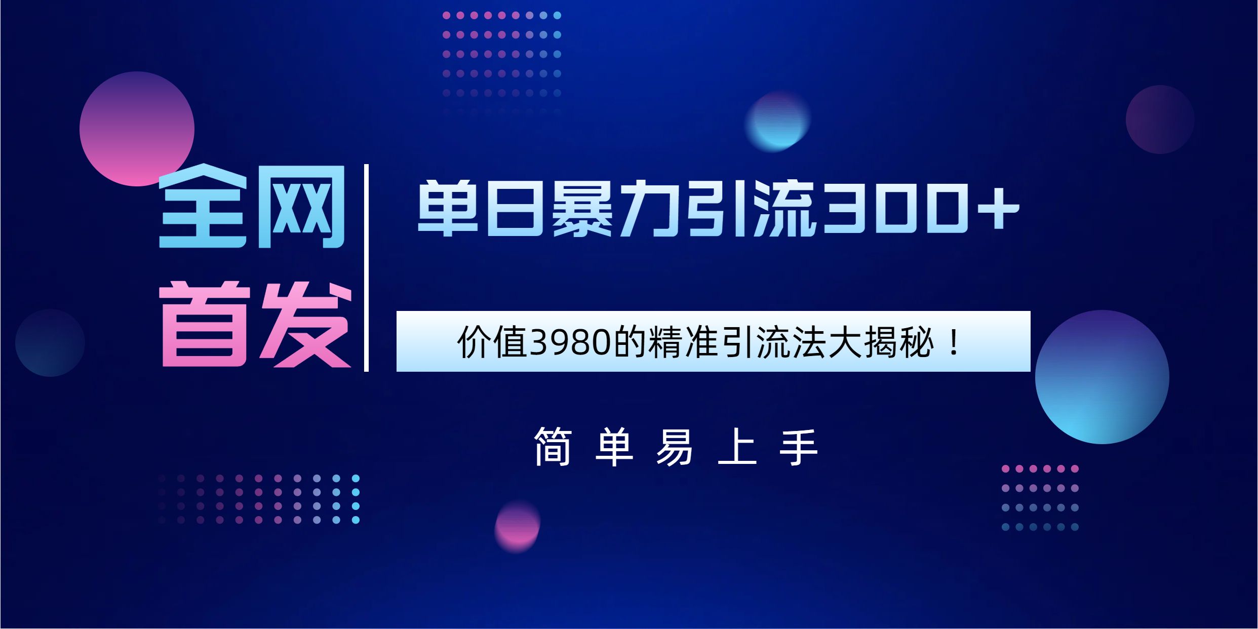 全网首发，价值3980单日暴力引流300+的精准引流法大揭秘！-靠谱项目库