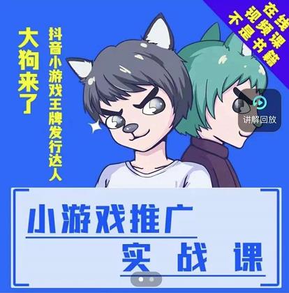 大狗来了：小游戏推广实战课，带你搭建一个游戏推广变现账号-靠谱项目库