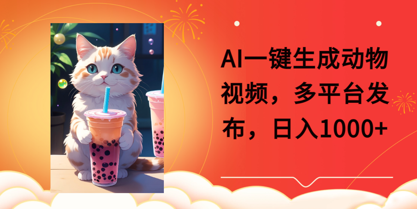 AI一键生成动物搞笑视频，多平台发布，轻松破千万播放，日入2000+-靠谱项目库