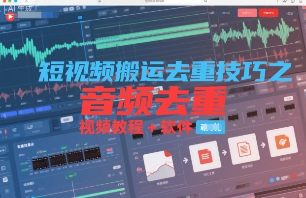 短视频搬运去重技巧之音频去重，视频教程+软件-靠谱项目库