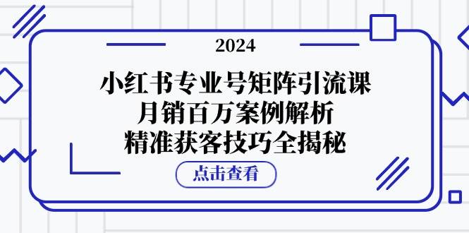 （12943期）小红书专业号矩阵引流课，月销百万案例解析，精准获客技巧全揭秘-靠谱项目库