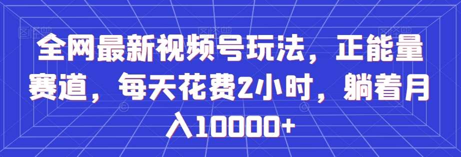 全网最新视频号玩法，正能量赛道，每天花费2小时，躺着月入10000+【揭秘】-靠谱项目库