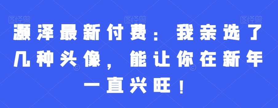 灏泽最新付费：我亲选了几种头像，能让你在新年一直兴旺！-靠谱项目库