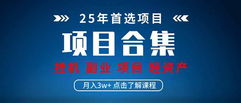 （14175期）2025 实操项目合集 挂机类型 直播类型 轻资产创业类型 课程分享各项目…-靠谱项目库