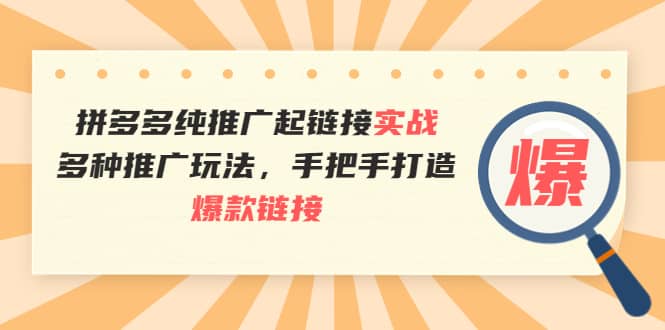 拼多多纯推广起链接实战：多种推广玩法，手把手打造爆款链接-靠谱项目库