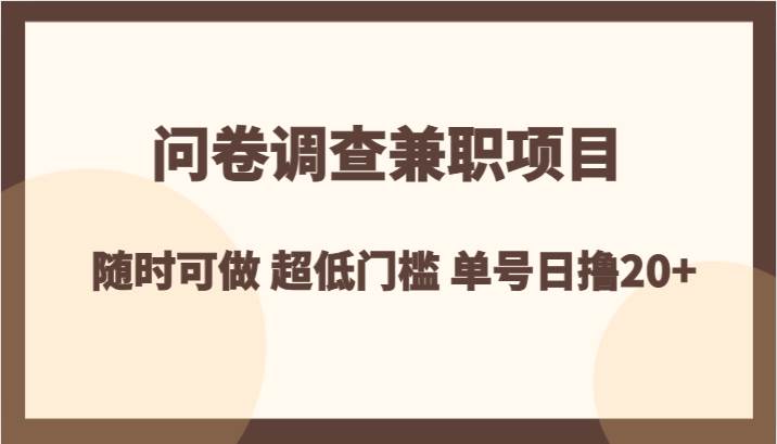 问卷调查兼职项目，随时可做 超低门槛 单号日撸20+-靠谱项目库
