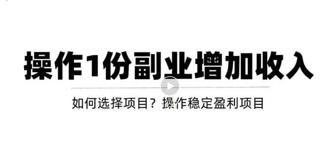 新手如何通过操作副业增加收入，从项目选择到玩法分享！【视频教程】-靠谱项目库