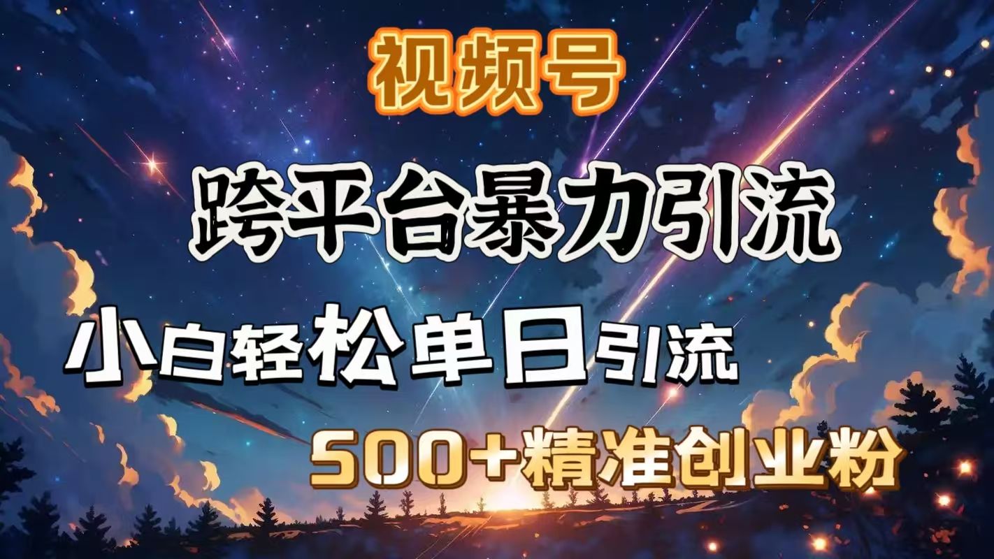 视频号跨平台暴力引流，小白轻松单日引流500＋精准创业粉-靠谱项目库