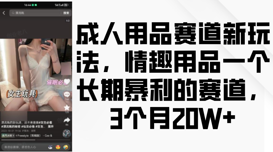 情趣用品一个长期暴利的赛道，成人用品赛道新玩法，3个月20W+-靠谱项目库