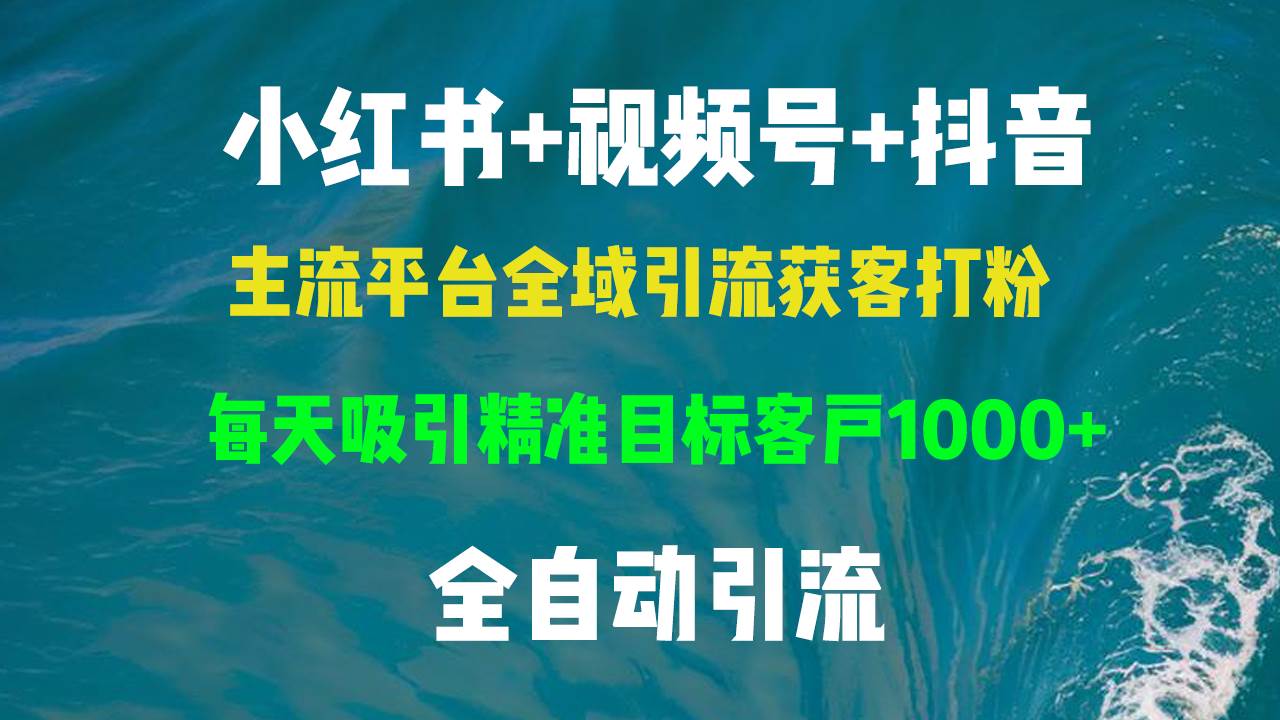 （13104期）小红书，视频号，抖音主流平台全域引流获客打粉，每天吸引精准目标客户…-靠谱项目库