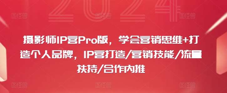 摄影师IP营Pro版，学会营销思维+打造个人品牌，IP营打造/营销技能/流量扶持/合作内推-靠谱项目库