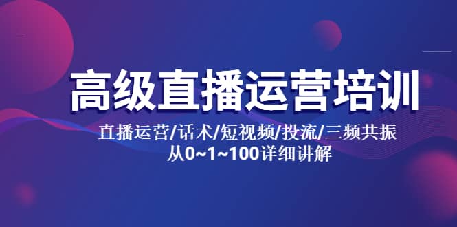 高级直播运营培训 直播运营/话术/短视频/投流/三频共振 从0~1~100详细讲解-靠谱项目库