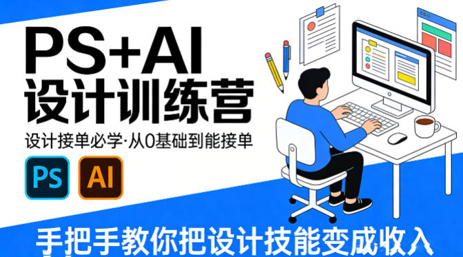 设计接单必学，PS+AI设计训练营，从0基础到能接单，手把手教你把设计技能变成收入-靠谱项目库