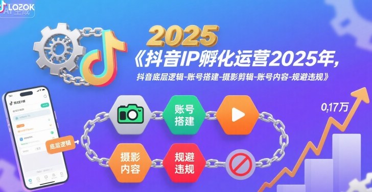 抖音IP孵化运营2025年，抖音底层逻辑-账号搭建-摄影剪辑-账号内容-规避违规-靠谱项目库