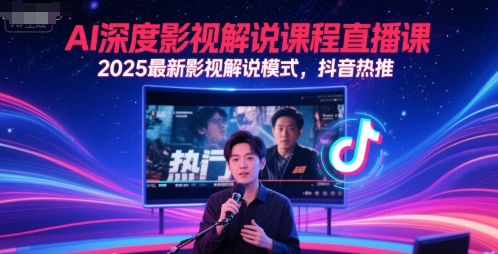 AI深度影视解说课程直播课，2025最新影视解说模式，抖音热推-靠谱项目库