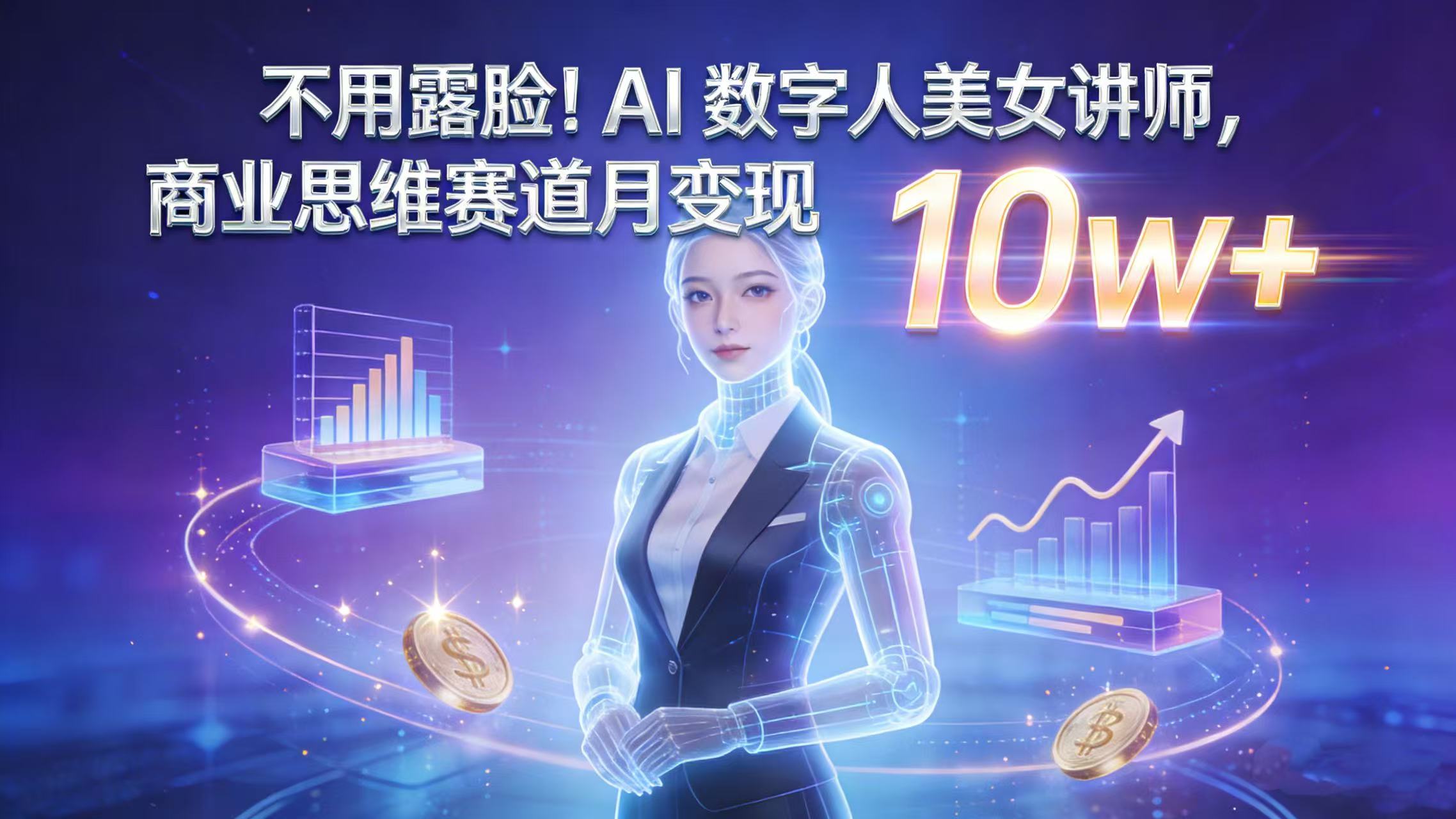 不用露脸！AI 数字人美女讲师，商业思维赛道月变现 10w+-靠谱项目库
