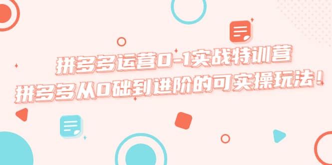 拼多多运营0-1实战特训营，拼多多从0础到进阶的可实操玩法-靠谱项目库