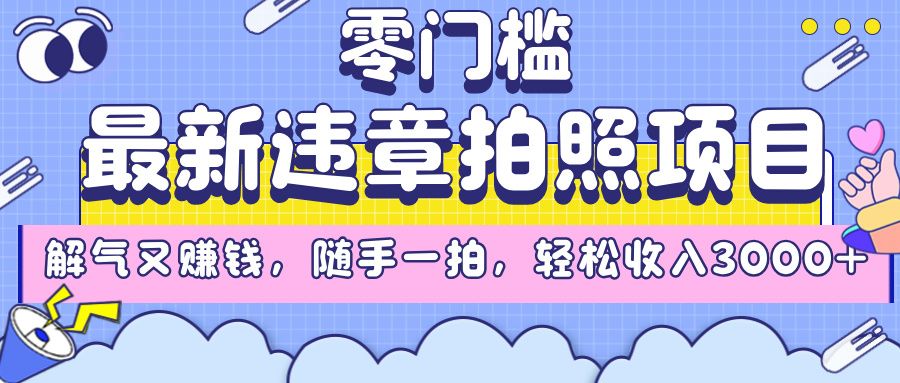 最新违章拍照项目，解气又赚钱，随手一拍，轻松收入3000+-靠谱项目库