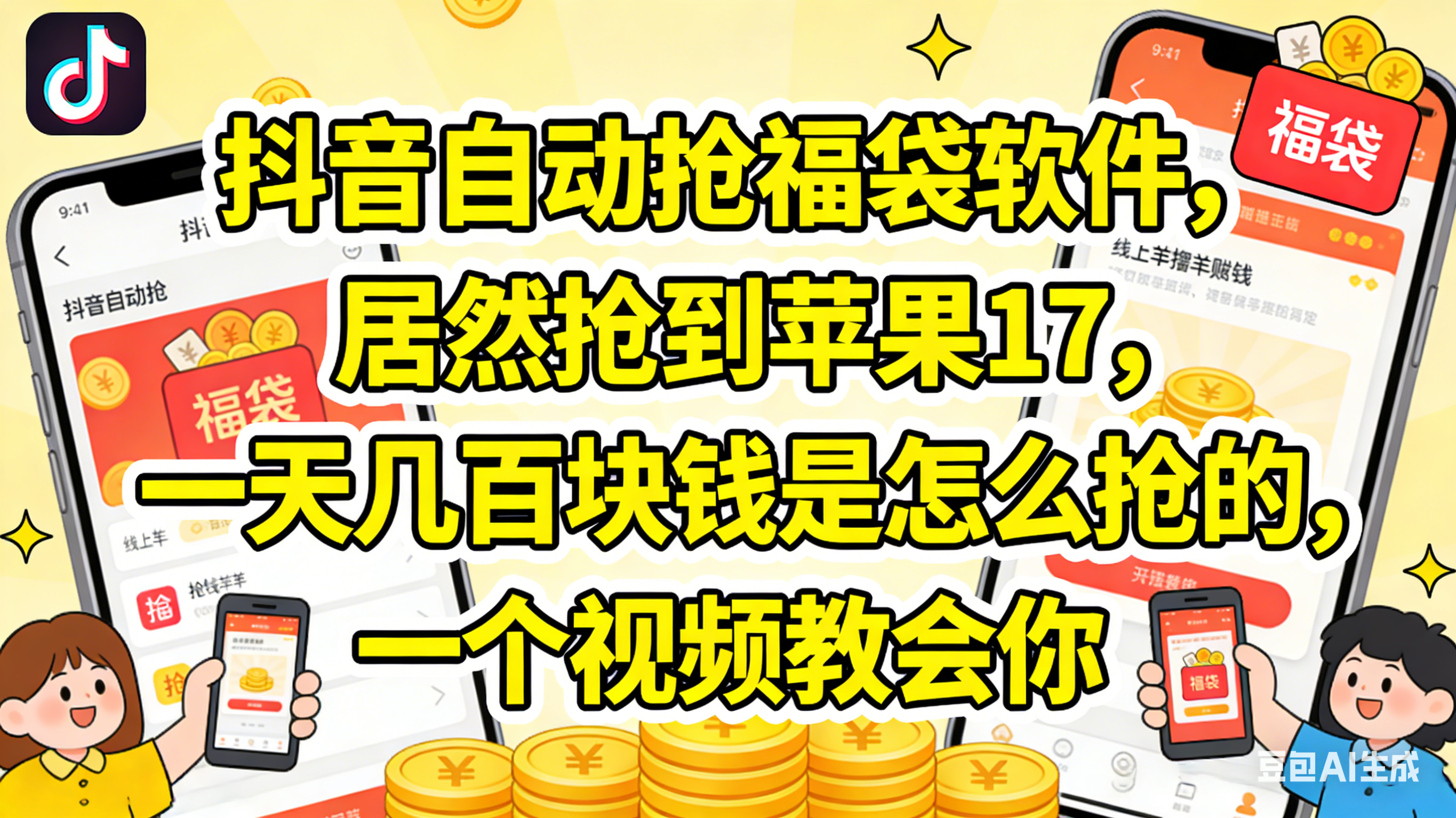 抖音抢福袋，居然抢到苹果17，一天几百块钱是怎么抢的，一个视频教会你-靠谱项目库