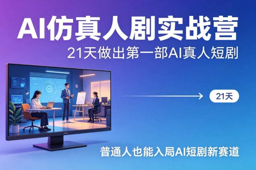 AI仿真人剧实战营，21天做出第一部AI真人短剧，普通人也能入局AI短剧新赛道-靠谱项目库