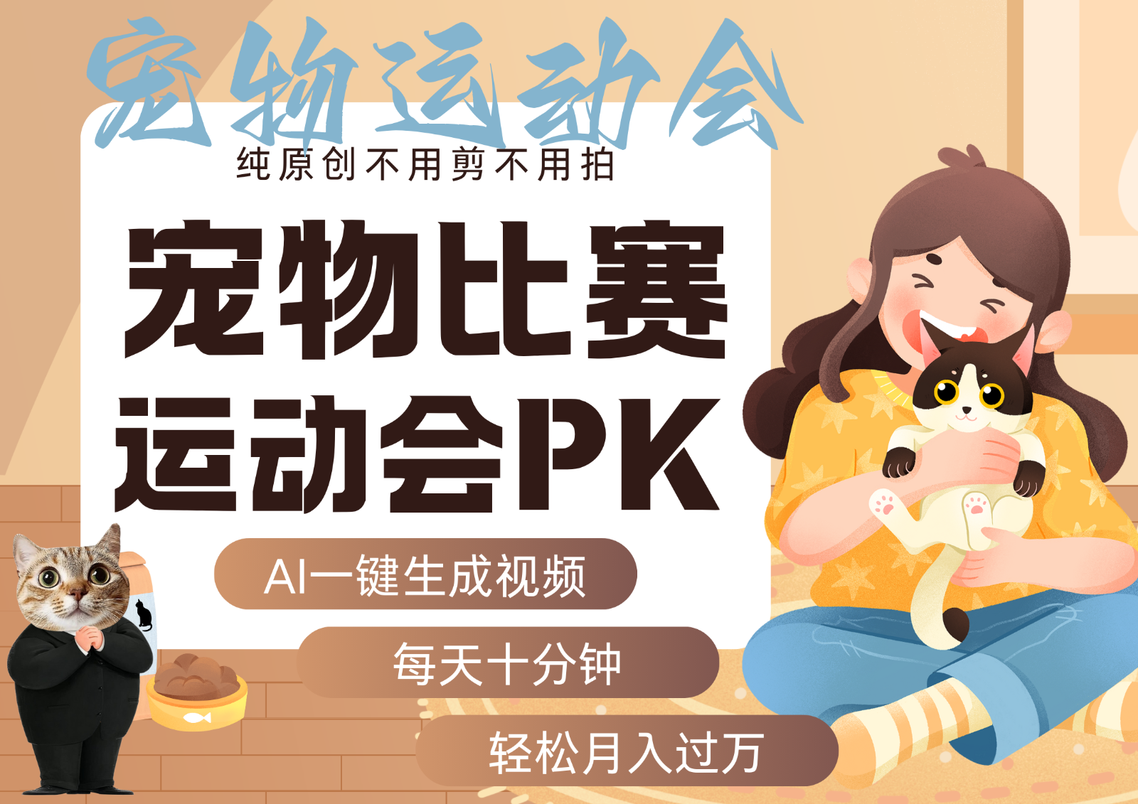 AI萌宠运动员跳水 射击  篮球  足球比赛   每天十分钟 附详细提示词文案库  代替做…-靠谱项目库