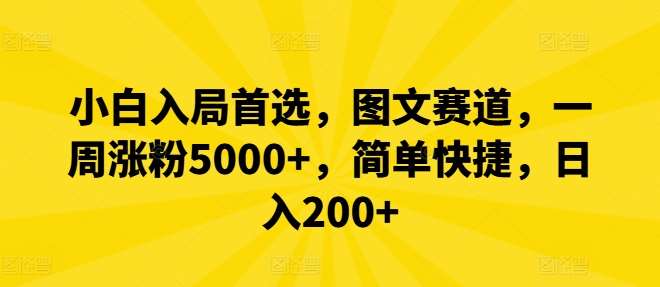 小白入局首选，图文赛道，一周涨粉5000+，简单快捷，日入200+-靠谱项目库