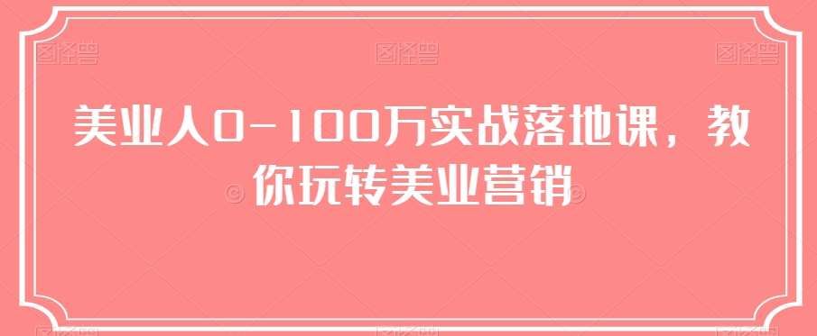 美业人0-100万实战落地课，教你玩转美业营销-靠谱项目库