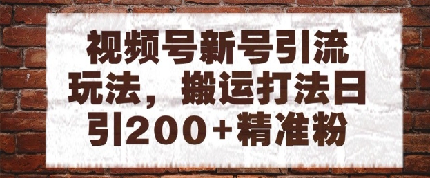 视频号新号引流玩法，搬运打法日引200+精准粉，可矩阵放大【揭秘】-靠谱项目库