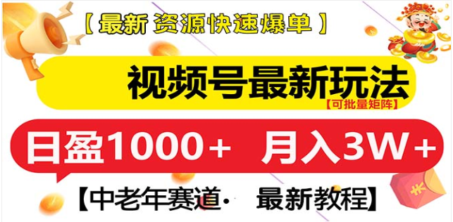 视频号独家玩法，老年养生赛道，无脑搬运爆款视频，日入1000+-靠谱项目库