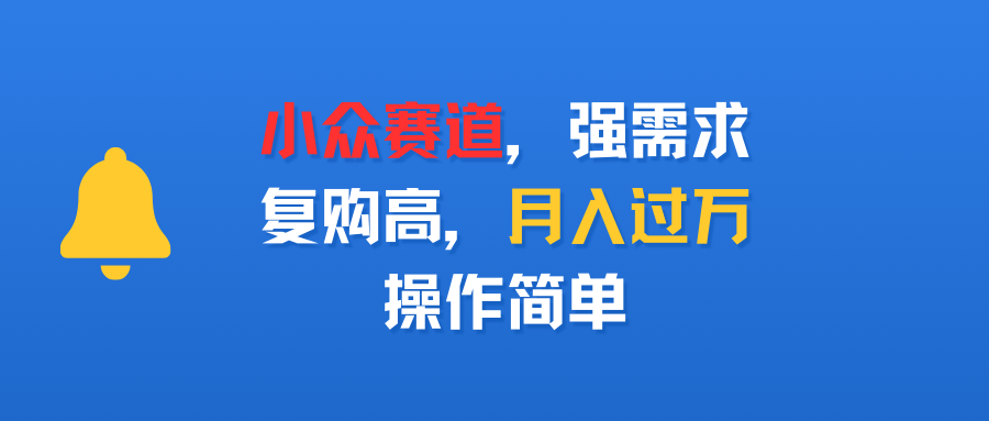 小众赛道，强需求，复购高，月入过万，操作简单-靠谱项目库