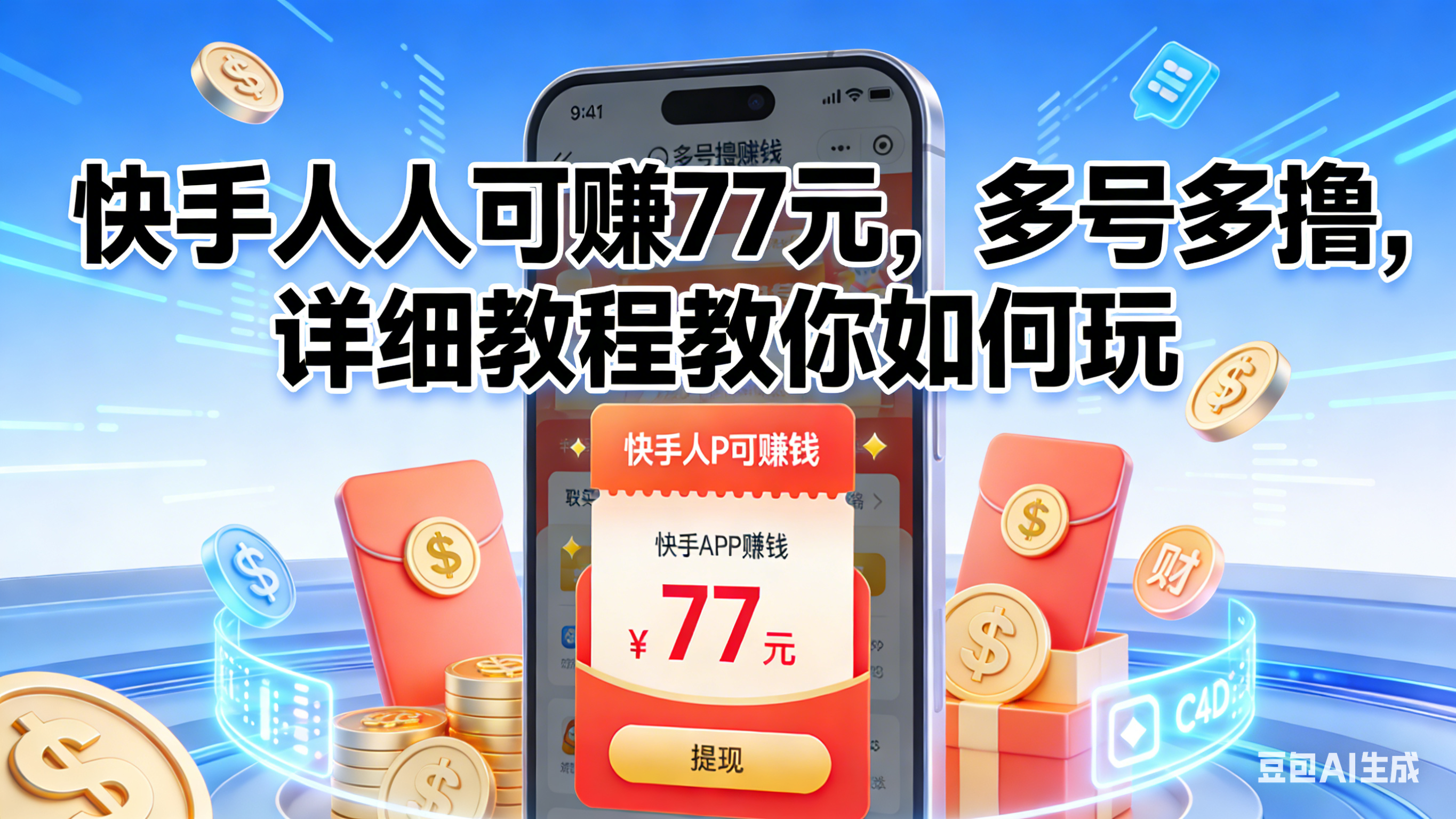 快手人人可赚77元，多号多撸，详细教程教你如何玩-靠谱项目库