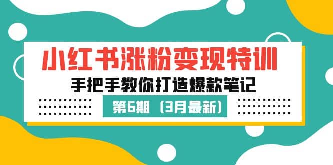 小红书涨粉变现特训·第6期，手把手教你打造爆款笔记（3月新课）-靠谱项目库