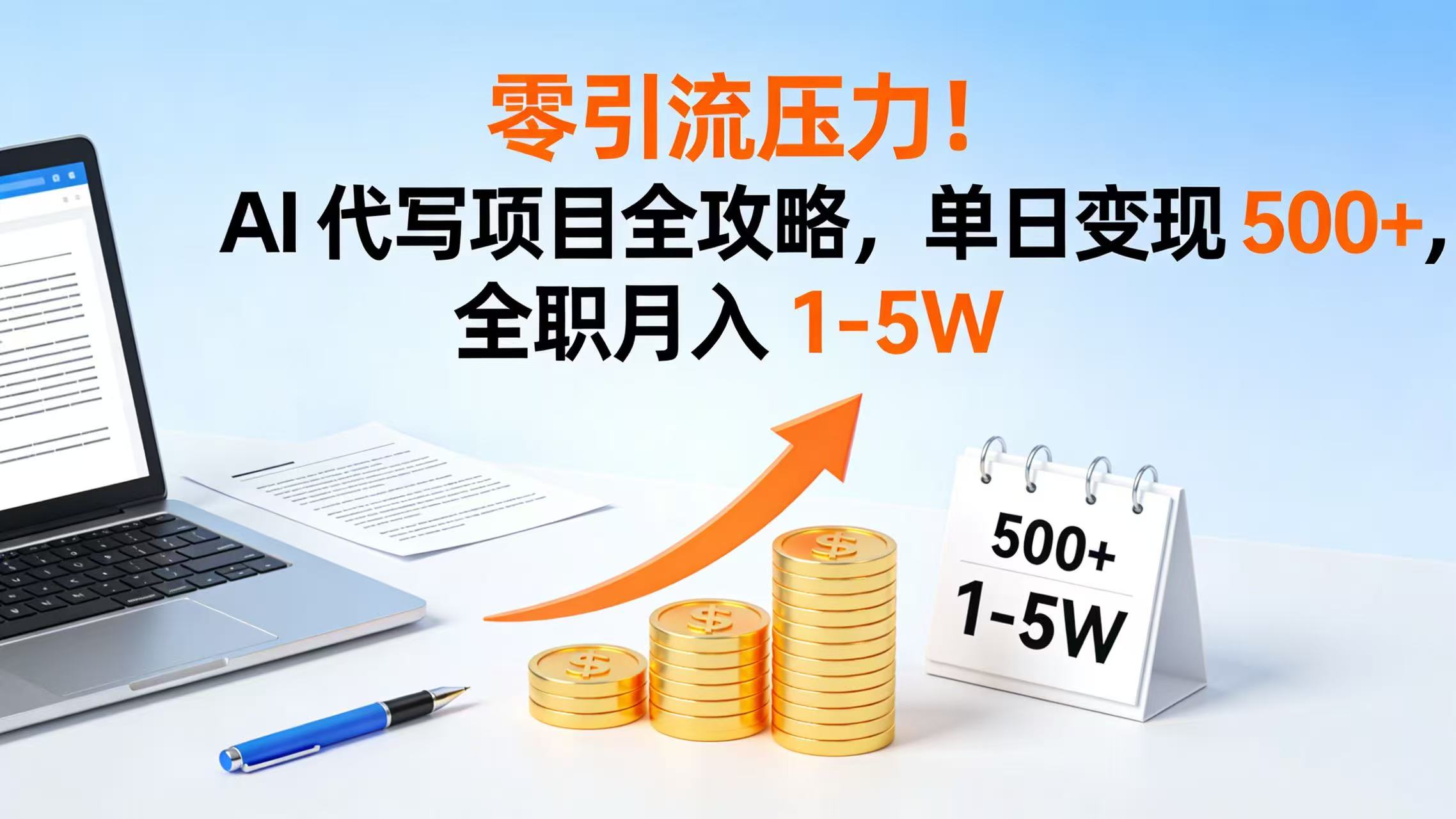 零引流压力！AI 代写项目全攻略，单日变现 500+，全职月入 1-5W-靠谱项目库