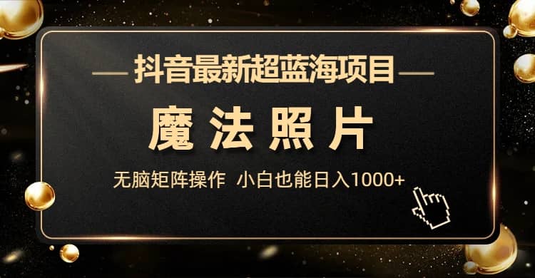 抖音最新超蓝海项目，魔法照片，无脑矩阵操作，小白也能日入1000+-靠谱项目库